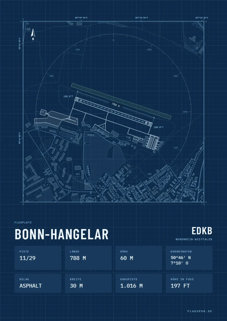 Poster Bonn-Hangelar im Stil Technical