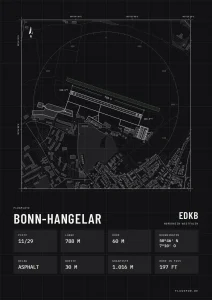 Poster Bonn-Hangelar im Stil Technical schwarz