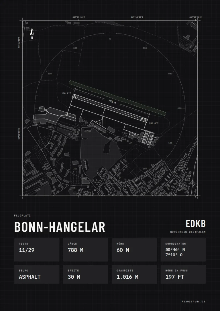 Poster Bonn-Hangelar im Stil Technical schwarz
