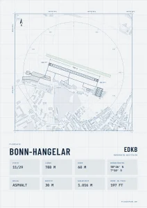 Poster Bonn-Hangelar im Stil Technical hell