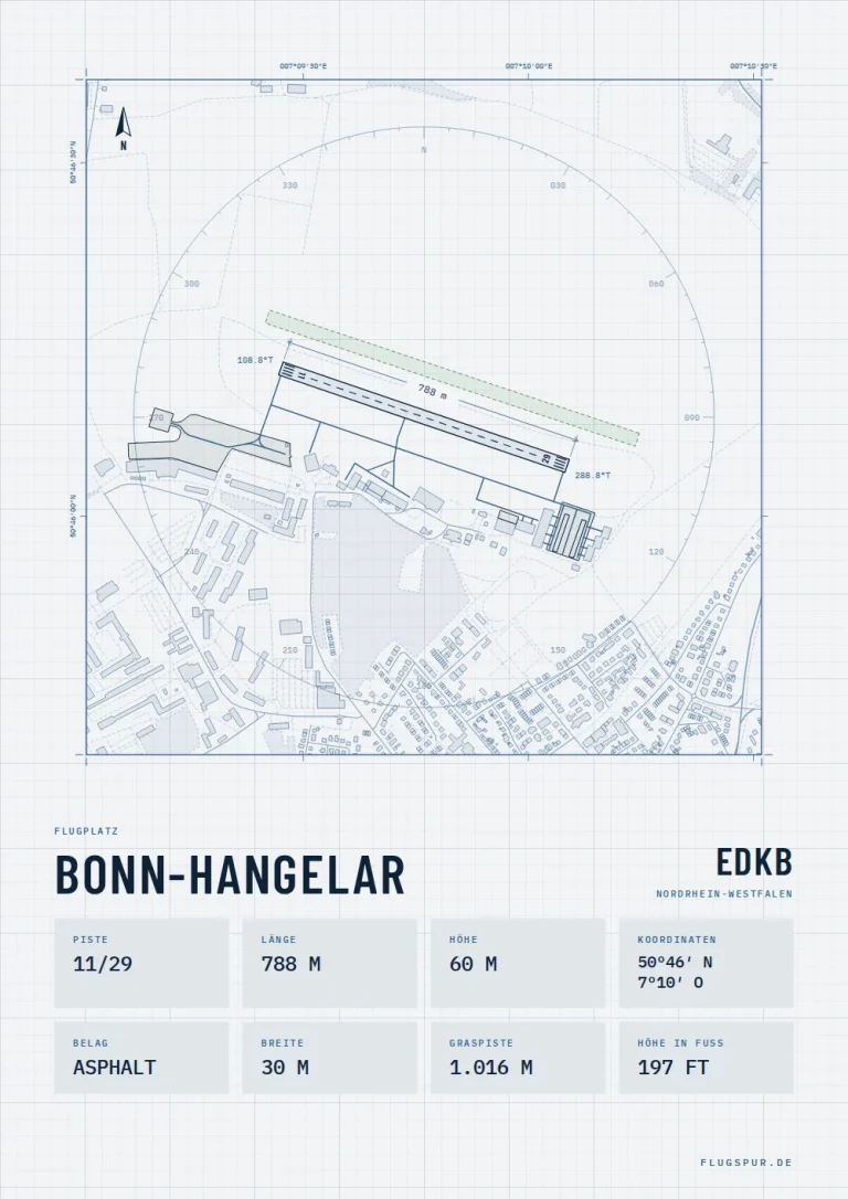 Poster Bonn-Hangelar im Stil Technical hell