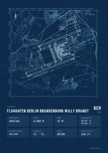 Poster Flughafen Berlin Brandenburg (BER/EDDB), Stil Technical