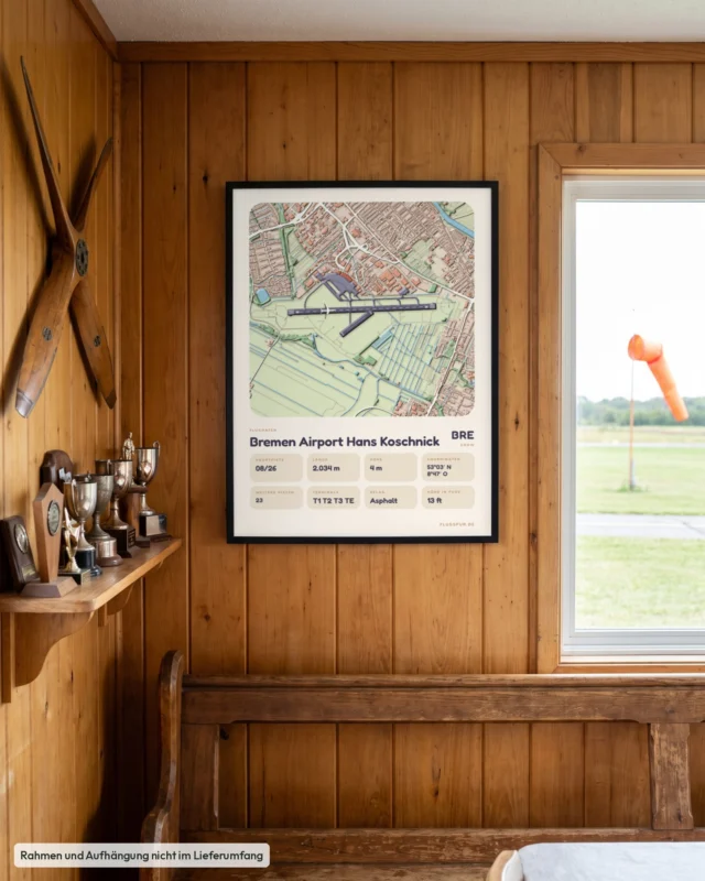 Poster Flughafen Bremen (BRE/EDDW) im Clubheim, Stil Clay