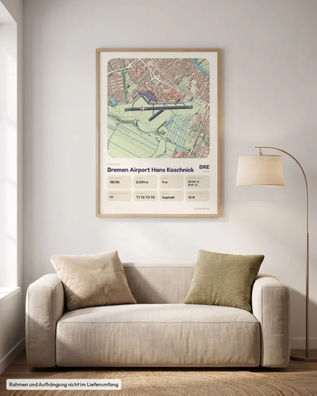 Poster Flughafen Bremen (BRE/EDDW) im Wohnzimmer, Stil Clay