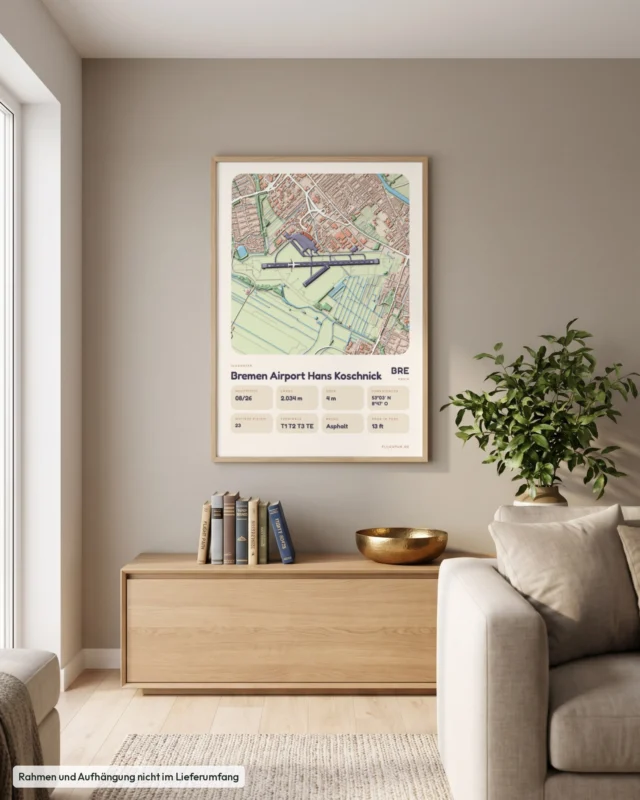 Poster Flughafen Bremen (BRE/EDDW) im Wohnzimmer, Stil Clay