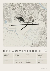 Poster Flughafen Bremen (BRE/EDDW), Stil Minimal
