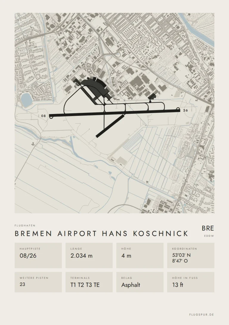 Poster Flughafen Bremen (BRE/EDDW), Stil Minimal