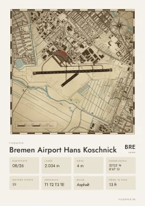 Poster Flughafen Bremen (BRE/EDDW), Stil Vintage