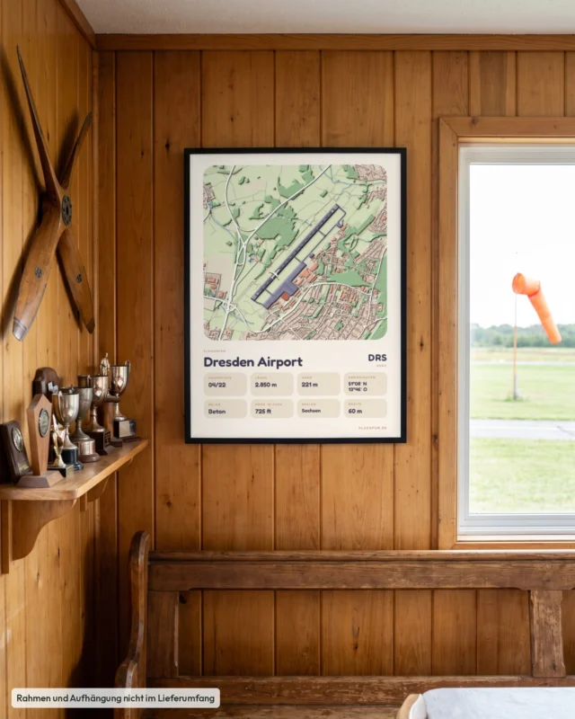 Poster Flughafen Dresden (DRS/EDDC) im Clubheim, Stil Clay
