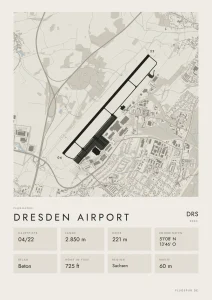 Poster Flughafen Dresden (DRS/EDDC), Stil Minimal