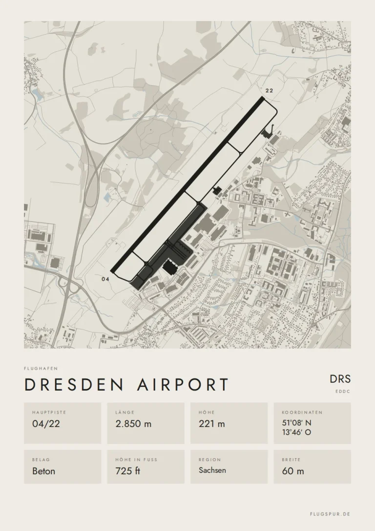 Poster Flughafen Dresden (DRS/EDDC), Stil Minimal