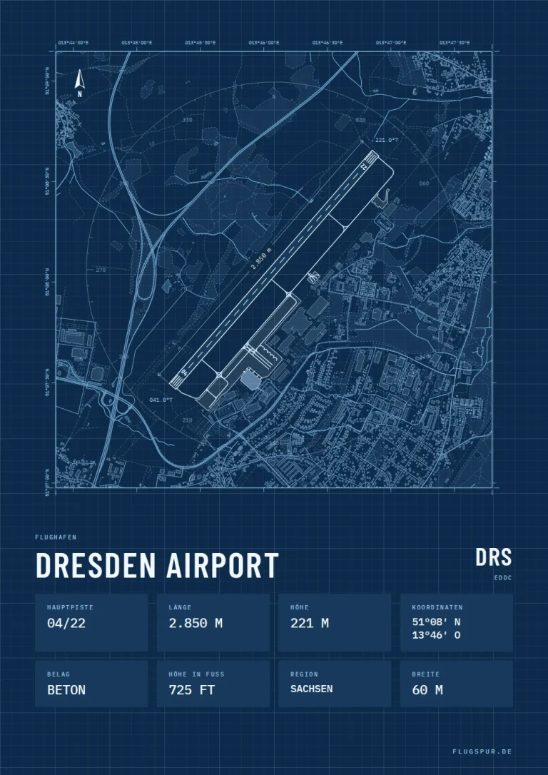 Poster Flughafen Dresden (DRS/EDDC), Stil Technical