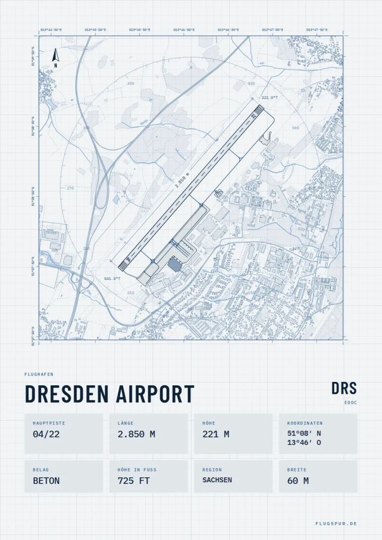 Poster Flughafen Dresden (DRS/EDDC), Stil Technical hell