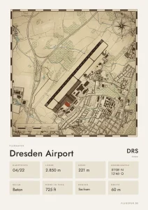 Poster Flughafen Dresden (DRS/EDDC), Stil Vintage