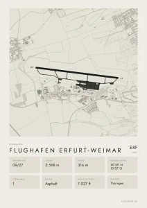 Poster Flughafen Erfurt-Weimar (ERF/EDDE), Stil Minimal