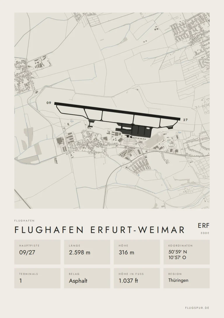 Poster Flughafen Erfurt-Weimar (ERF/EDDE), Stil Minimal