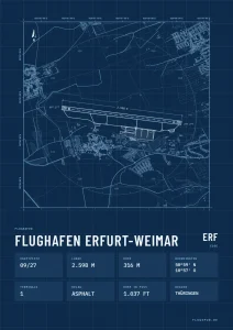 Poster Flughafen Erfurt-Weimar (ERF/EDDE), Stil Technical