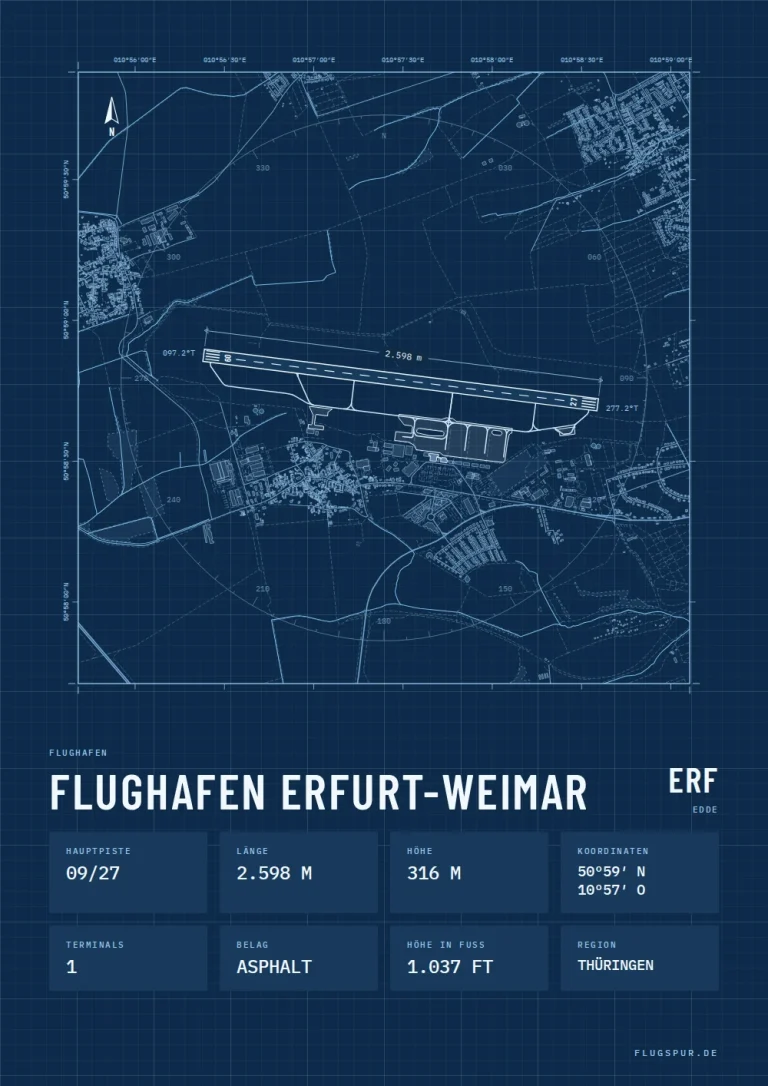 Poster Flughafen Erfurt-Weimar (ERF/EDDE), Stil Technical