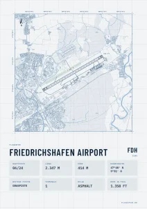 Poster Flughafen Friedrichshafen (FDH/EDNY), Stil Technical hell