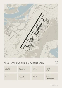 Poster Flughafen Karlsruhe/Baden-Baden (FKB/EDSB), Stil Minimal