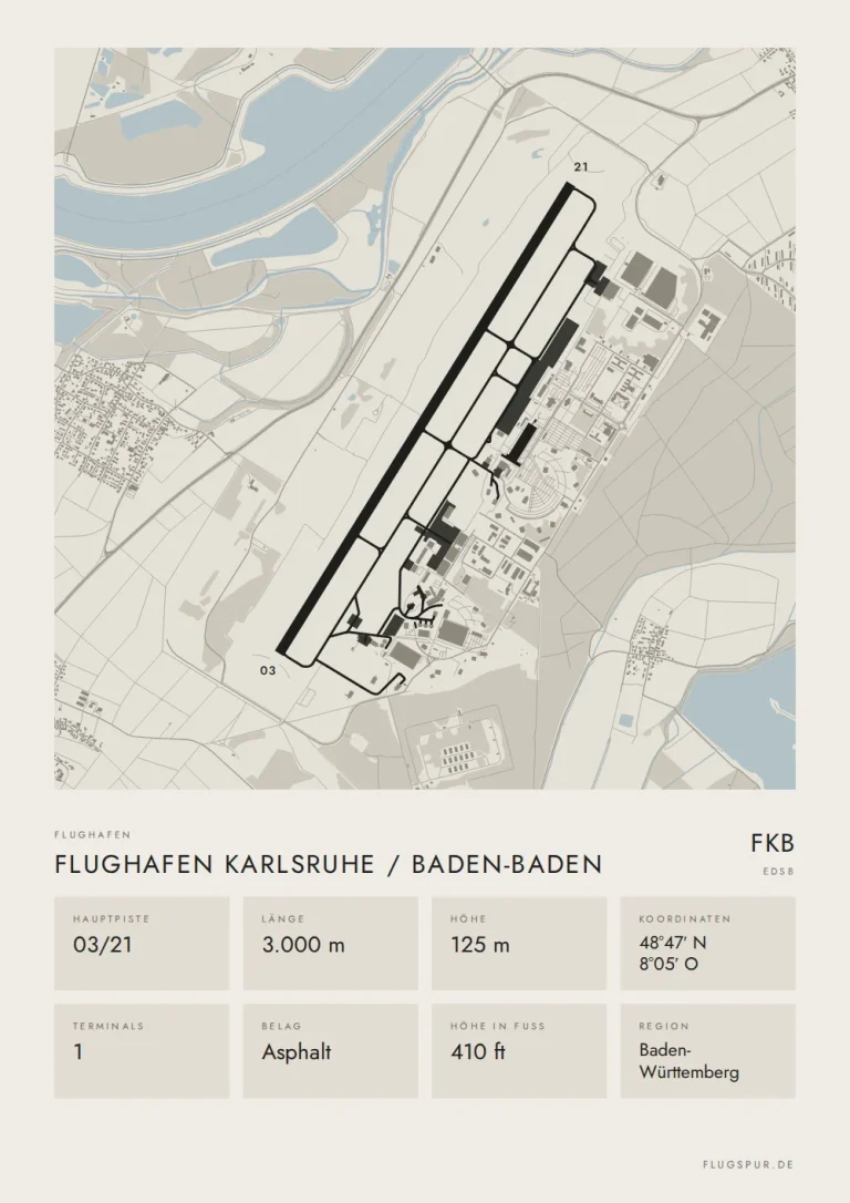 Poster Flughafen Karlsruhe/Baden-Baden (FKB/EDSB), Stil Minimal