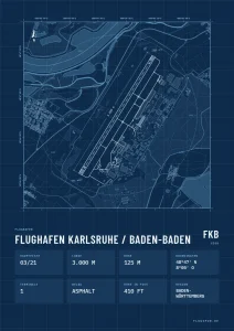 Poster Flughafen Karlsruhe/Baden-Baden (FKB/EDSB), Stil Technical