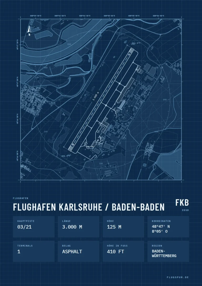 Poster Flughafen Karlsruhe/Baden-Baden (FKB/EDSB), Stil Technical