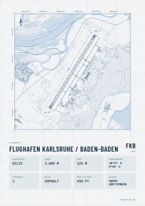 Poster Flughafen Karlsruhe/Baden-Baden (FKB/EDSB), Stil Technical hell