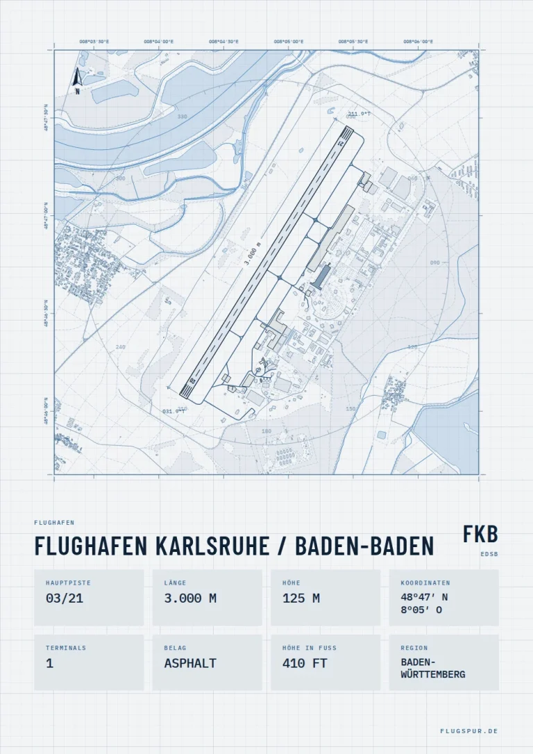Poster Flughafen Karlsruhe/Baden-Baden (FKB/EDSB), Stil Technical hell