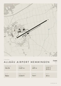 Poster Flughafen Allgäu Memmingen (FMM/EDJA), Stil Minimal