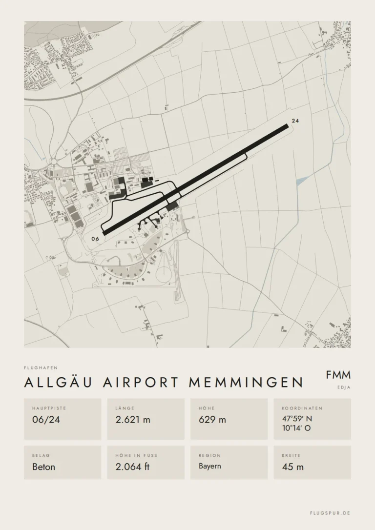 Poster Flughafen Allgäu Memmingen (FMM/EDJA), Stil Minimal