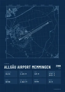 Poster Flughafen Allgäu Memmingen (FMM/EDJA), Stil Technical