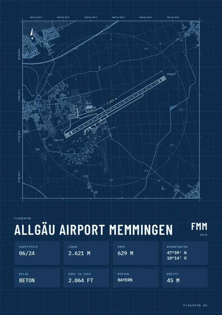 Poster Flughafen Allgäu Memmingen (FMM/EDJA), Stil Technical