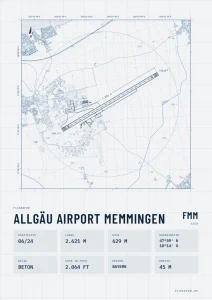 Poster Flughafen Allgäu Memmingen (FMM/EDJA), Stil Technical hell