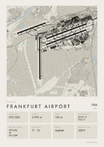 Poster Flughafen Frankfurt am Main (FRA/EDDF), Stil Minimal