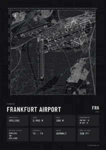 Poster Flughafen Frankfurt am Main (FRA/EDDF), Stil Technical schwarz