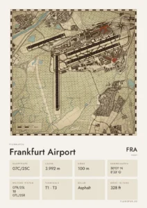 Poster Flughafen Frankfurt am Main (FRA/EDDF), Stil Vintage