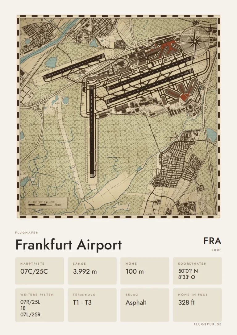 Poster Flughafen Frankfurt am Main (FRA/EDDF), Stil Vintage