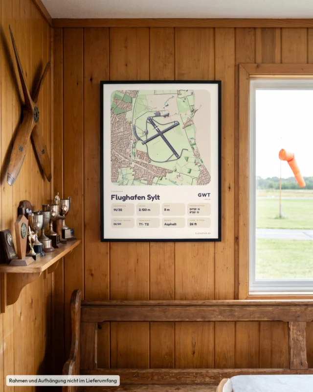 Poster Flughafen Sylt (GWT/EDXW) im Clubheim, Stil Clay