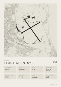 Poster Flughafen Sylt (GWT/EDXW), Stil Minimal