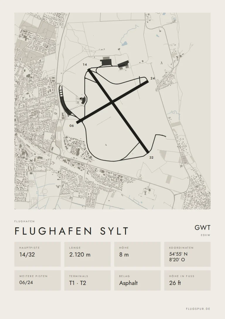 Poster Flughafen Sylt (GWT/EDXW), Stil Minimal