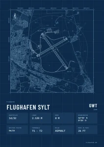 Poster Flughafen Sylt (GWT/EDXW), Stil Technical