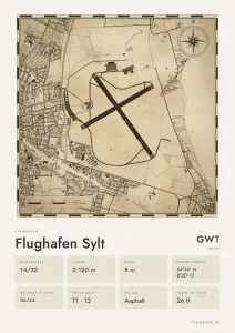 Poster Flughafen Sylt (GWT/EDXW), Stil Vintage