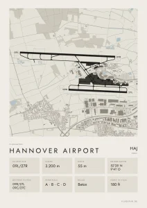 Poster Flughafen Hannover (HAJ/EDDV), Stil Minimal