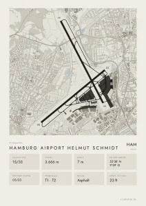 Poster Flughafen Hamburg (HAM/EDDH), Stil Minimal