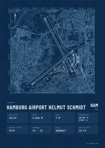 Poster Flughafen Hamburg (HAM/EDDH), Stil Technical