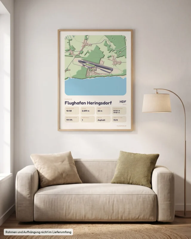 Poster Flughafen Heringsdorf (HDF/EDAH) im Wohnzimmer, Stil Clay