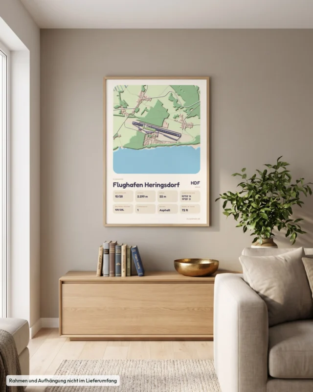 Poster Flughafen Heringsdorf (HDF/EDAH) im Wohnzimmer, Stil Clay