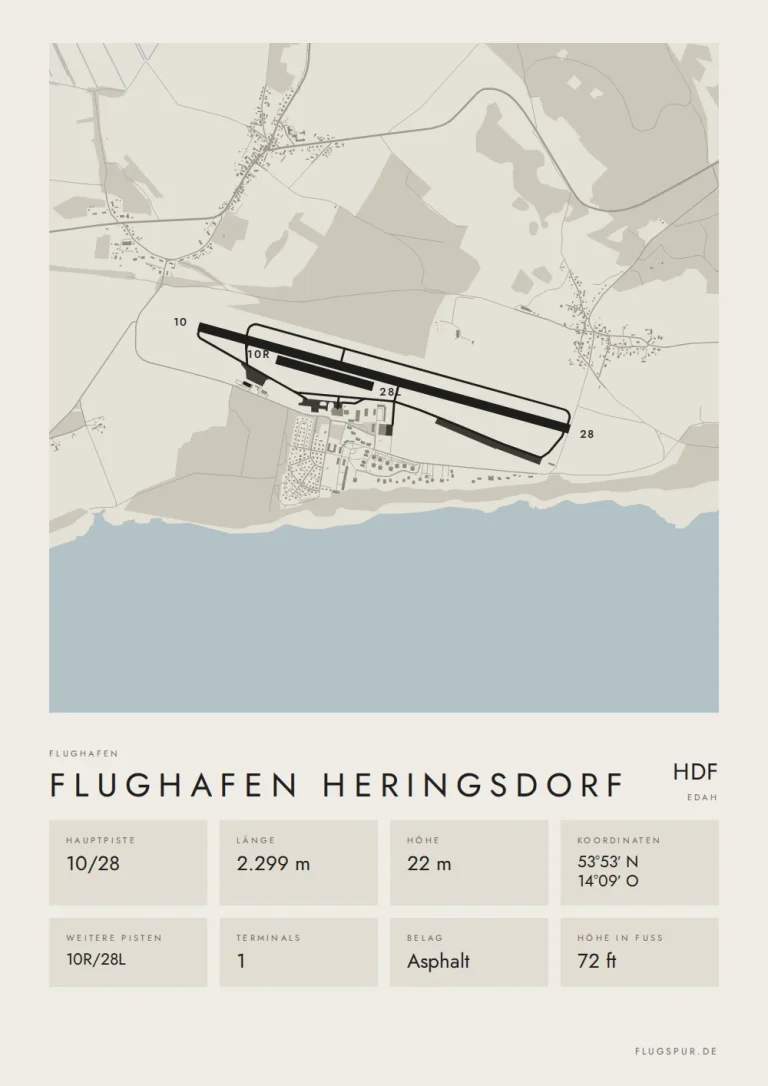 Poster Flughafen Heringsdorf (HDF/EDAH), Stil Minimal