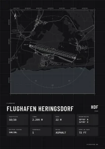 Poster Flughafen Heringsdorf (HDF/EDAH), Stil Technical schwarz